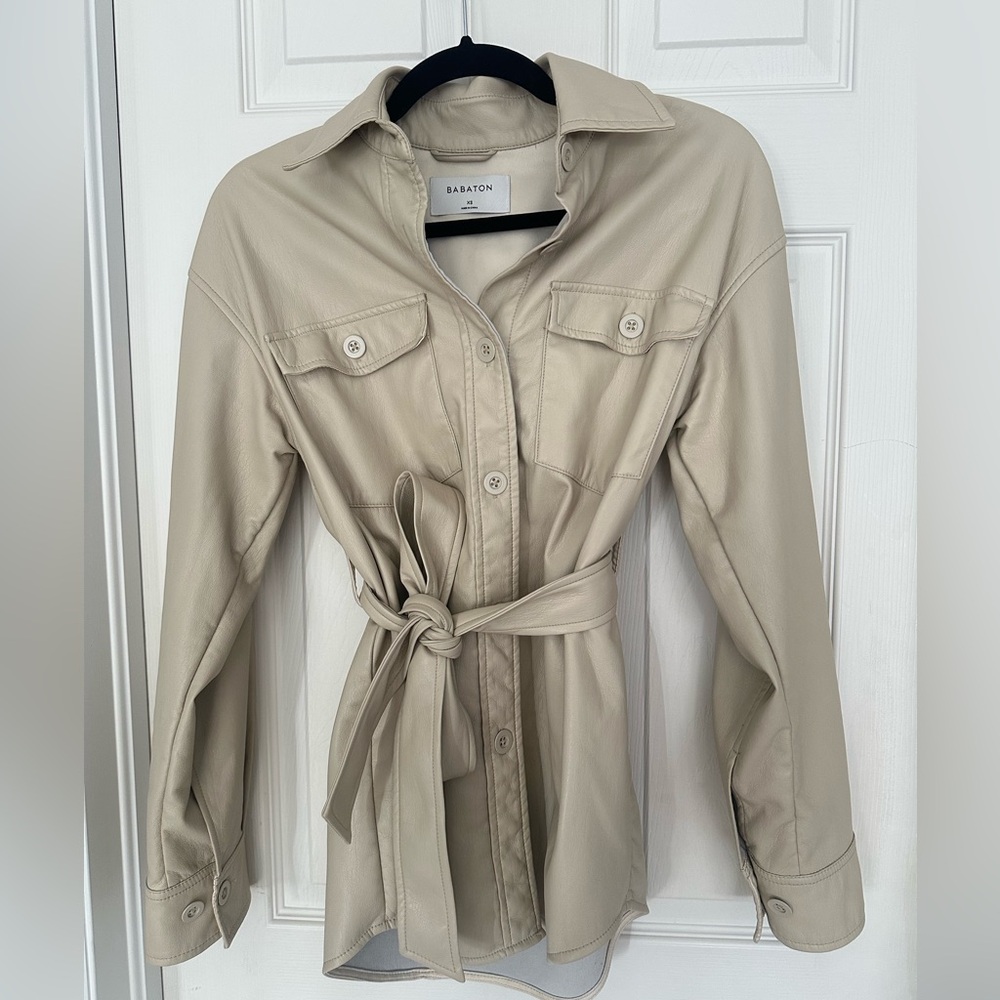 Aritzia Babaton Faux Leather Belted Shacket - Size XS